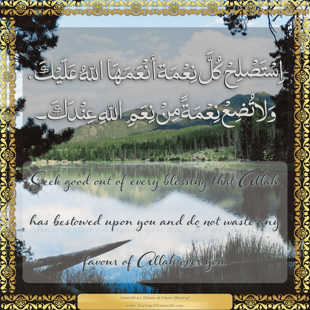 Seek good out of every blessing that Allah has bestowed upon you and do...